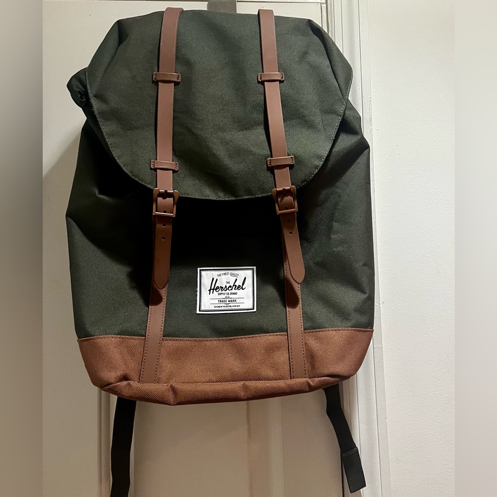 Herschel Supply Company Olive and Pink Salmon Backpack - Picture 1 of 16